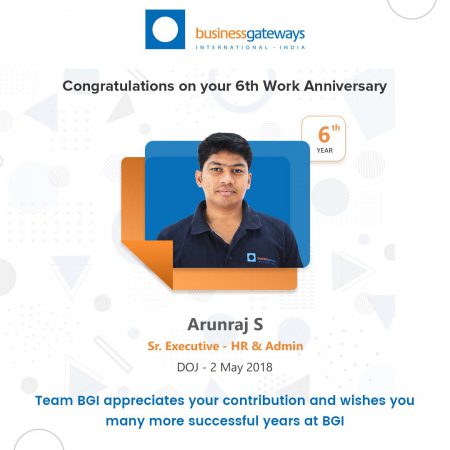 Arunraj s Work Anniversary