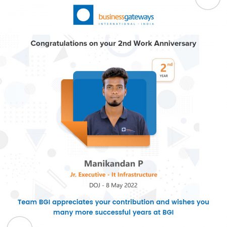 MANIKANDAN P Work Anniversary