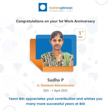 Sudha_Work Anniversary