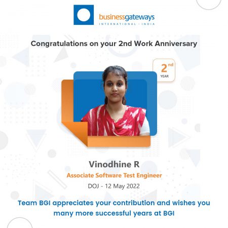 VINODHINE R Work Anniversary