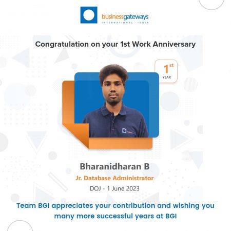 Work Anniversary Wish - Bharanidharan