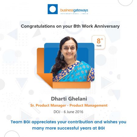 Work Anniversary Wish - Dharti Ghelani