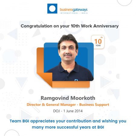 Work Anniversary Wish - Ramgovind Moorkoth