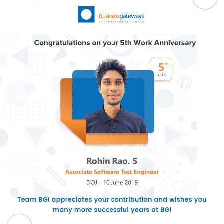 Work Anniversary Wish - Rohin Rao. S